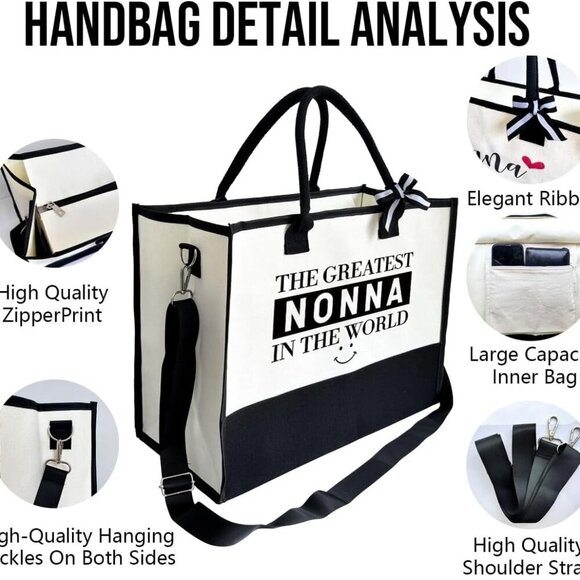 Canvas Tote Bag Large Capacity Daily Use Beach Shopping Gift - Picture 6 of 8